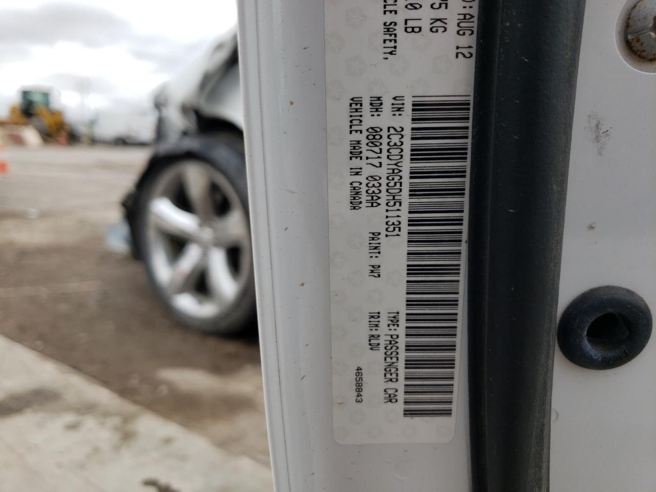 Photo 10 from auction – 2013 DODGE CHALLENGER with VIN 2C3CDYAG5DH511351