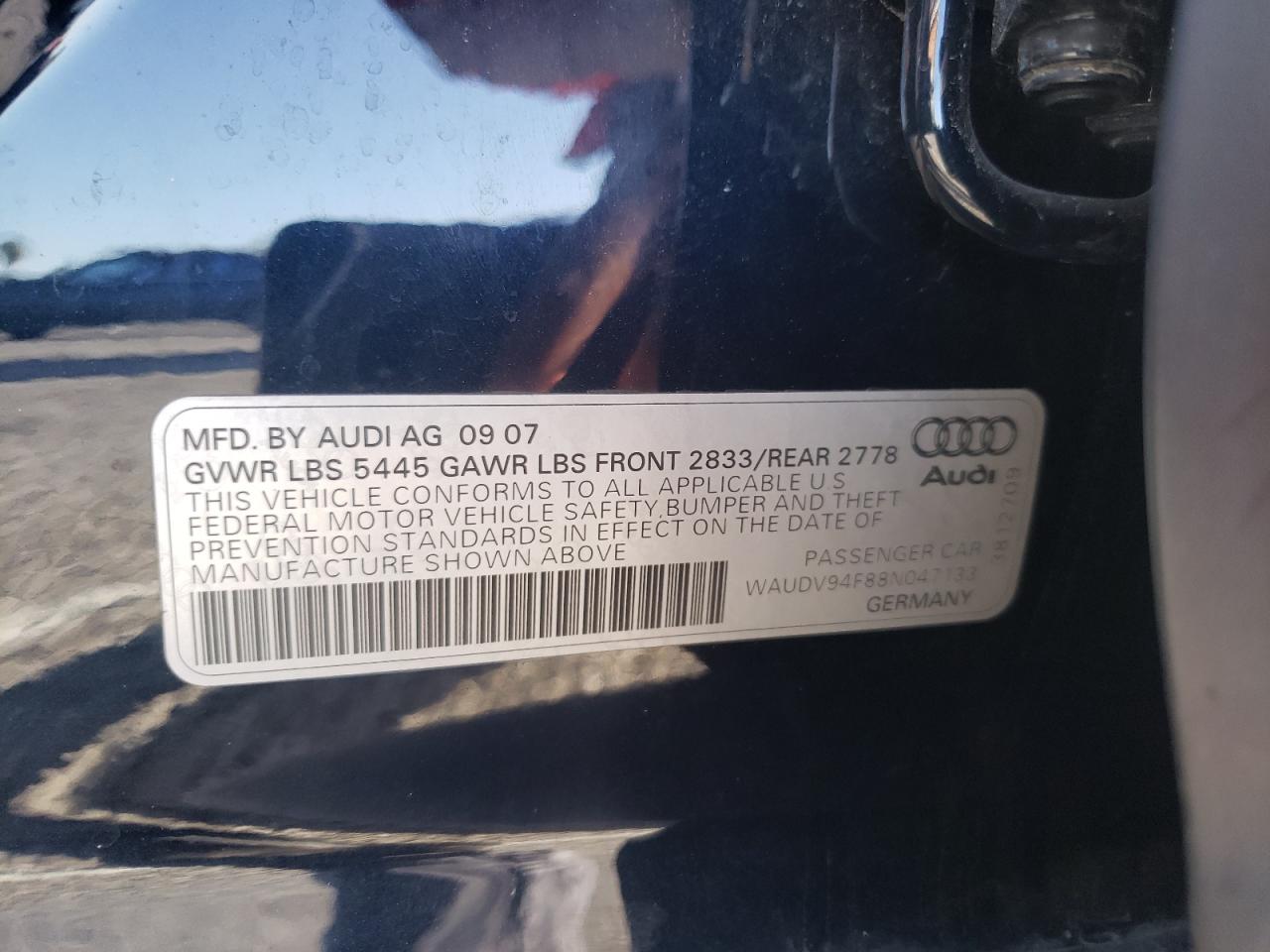 Photo 10 from auction – 2008 AUDI A6 4.2 QUA with VIN WAUDV94F88N047133