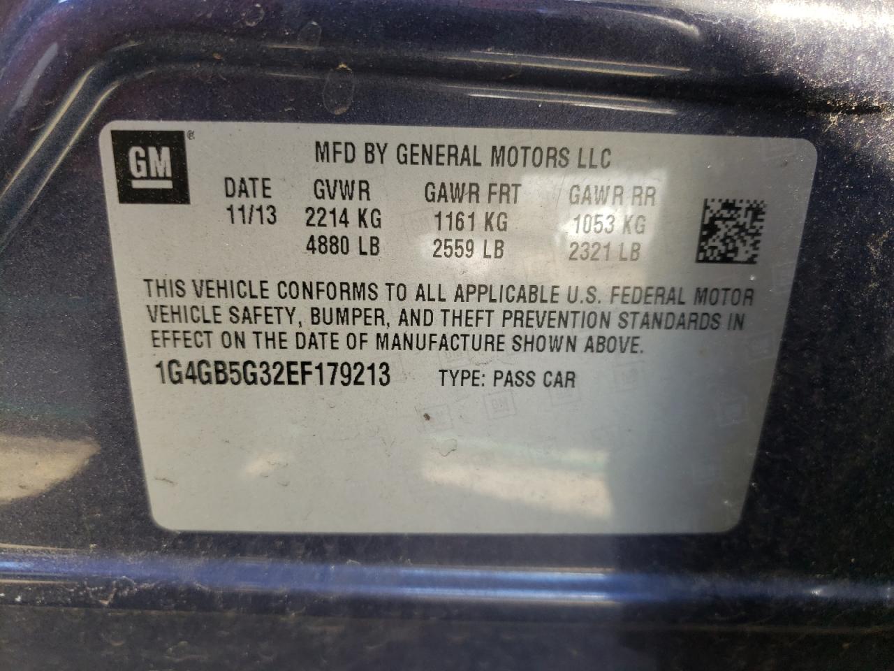 Photo 10 from auction – 2014 BUICK LACROSSE with VIN 1G4GB5G32EF179213
