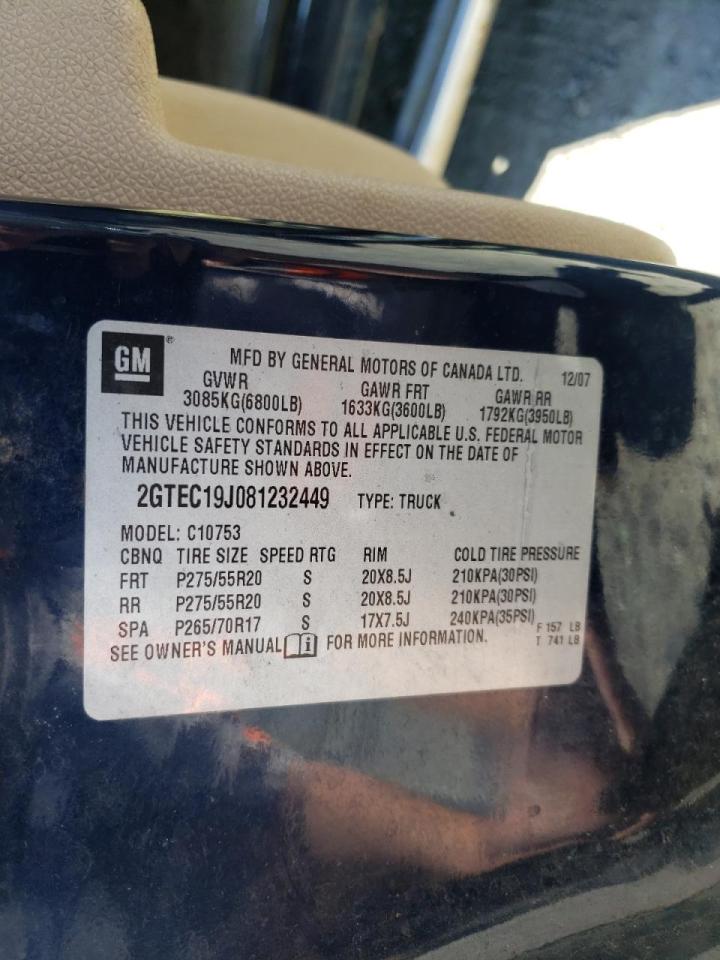 Photo 10 from auction – 2008 GMC SIERRA C15 with VIN 2GTEC19J081232449