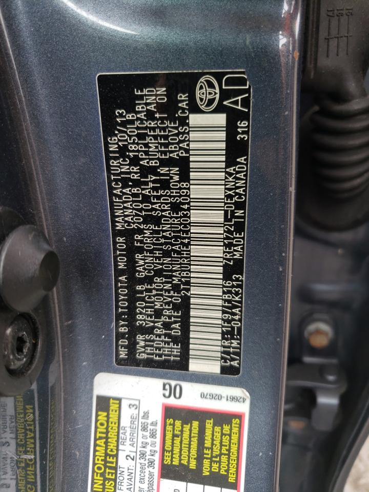 Photo 10 from auction – 2014 TOYOTA COROLLA L with VIN 2T1BURHE4EC034098