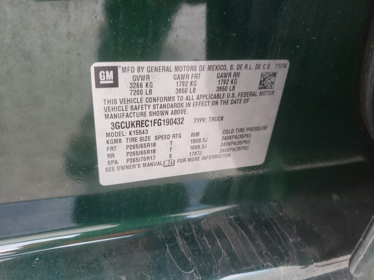 Photo 10 from auction – 2015 CHEVROLET silverado with VIN 3GCUKREC1FG190432