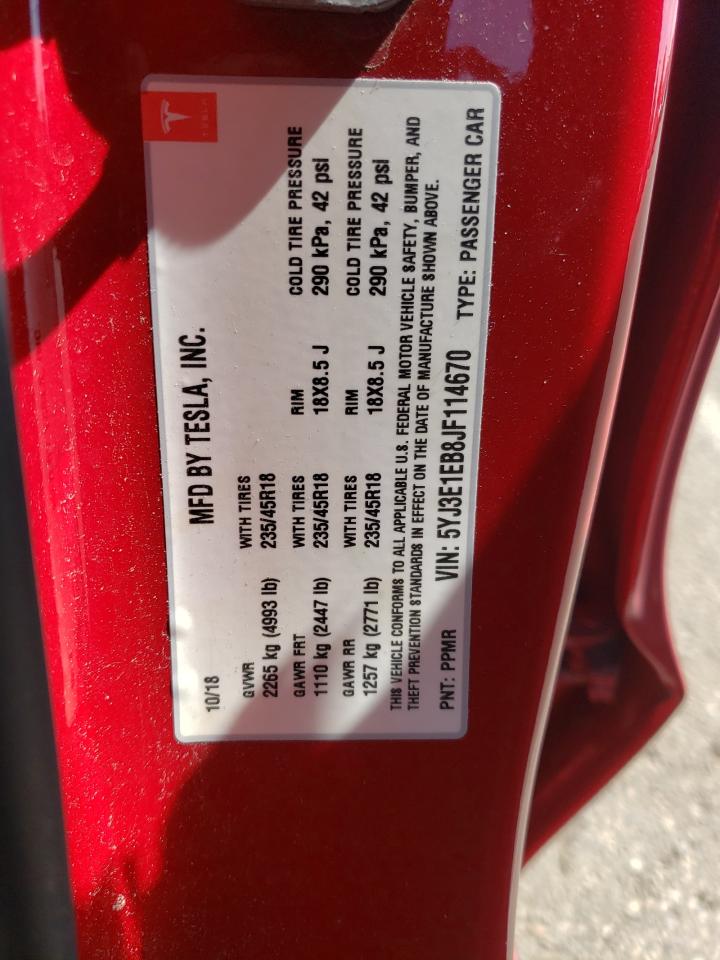 Photo 10 from auction – 2018 TESLA MODEL 3 with VIN 5YJ3E1EB8JF114670