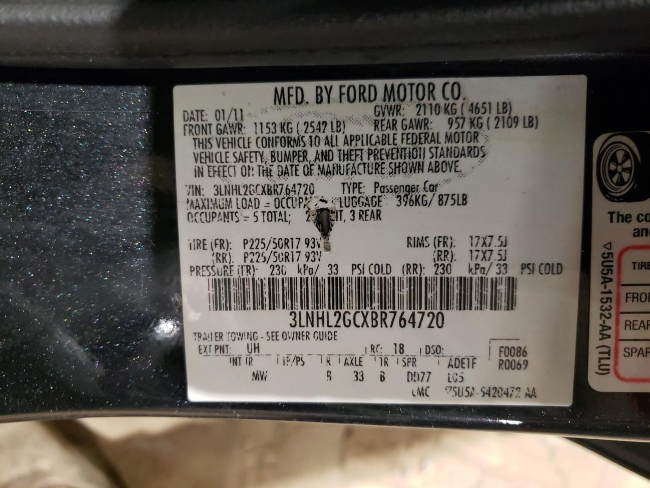 Photo 10 from auction – 2011 LINCOLN MKZ with VIN 3LNHL2GCXBR764720