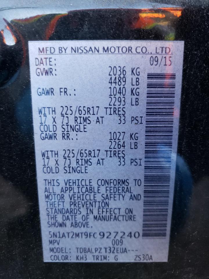 Photo 10 from auction – 2015 NISSAN ROGUE S with VIN 5N1AT2MT9FC927240