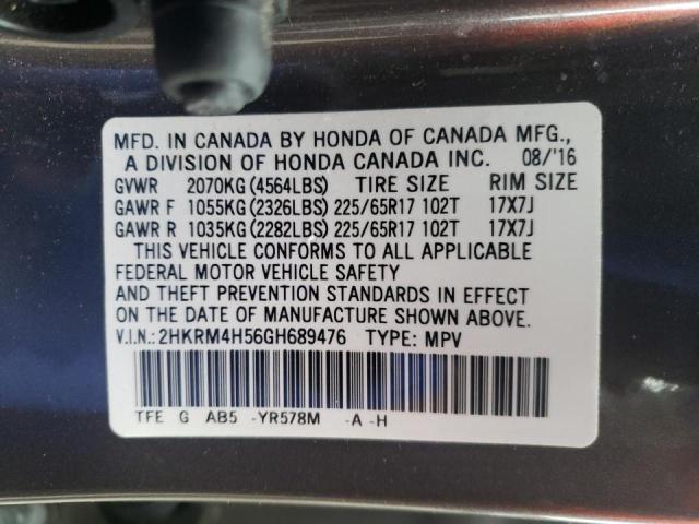 Photo 10 from auction – 2016 HONDA CR-V EX with VIN 2HKRM4H56GH689476