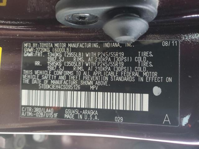 Photo 10 from auction – 2012 TOYOTA HIGHLANDER with VIN 5TDDK3EH4CS095126