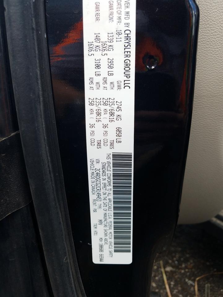 Photo 10 from auction – 2012 DODGE GRAND CARA with VIN 2C4RDGCG2CR149453