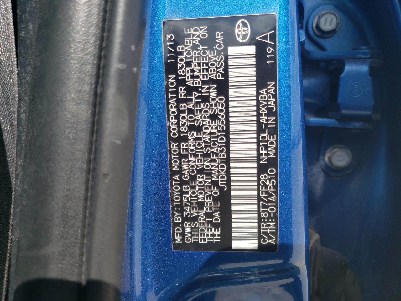 Photo 10 from auction – 2013 TOYOTA PRIUS C with VIN JTDKDTB31D1556050