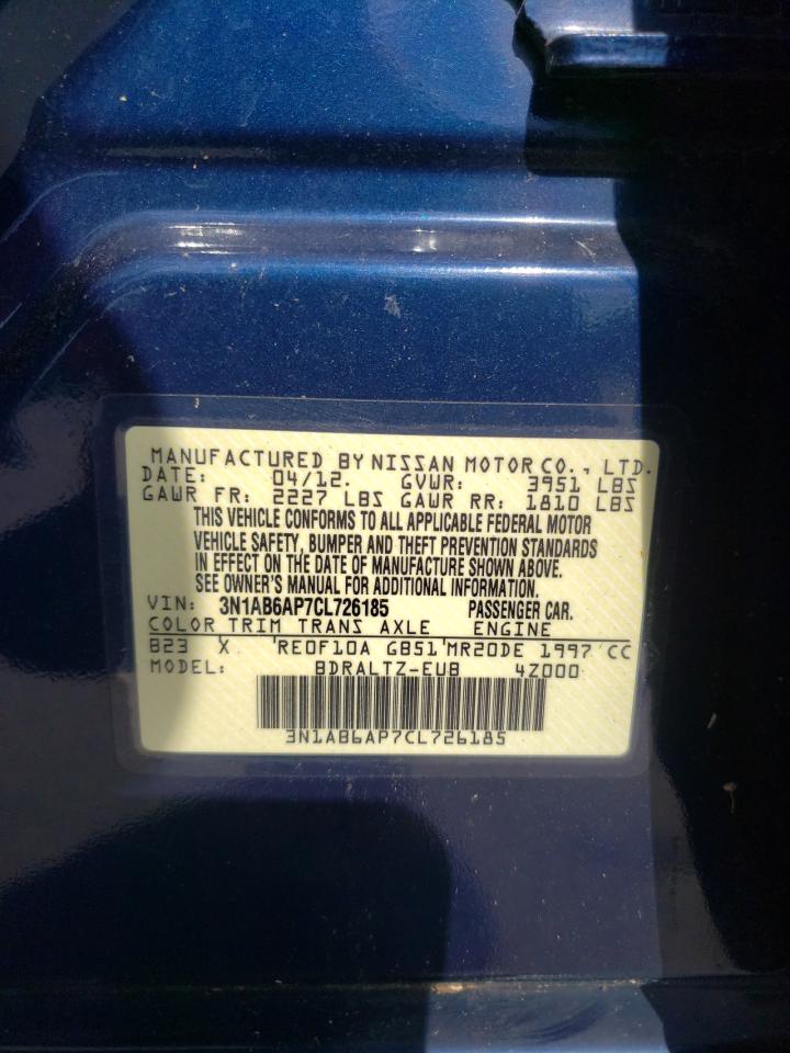 Photo 10 from auction – 2012 NISSAN SENTRA 2.0 with VIN 3N1AB6AP7CL726185