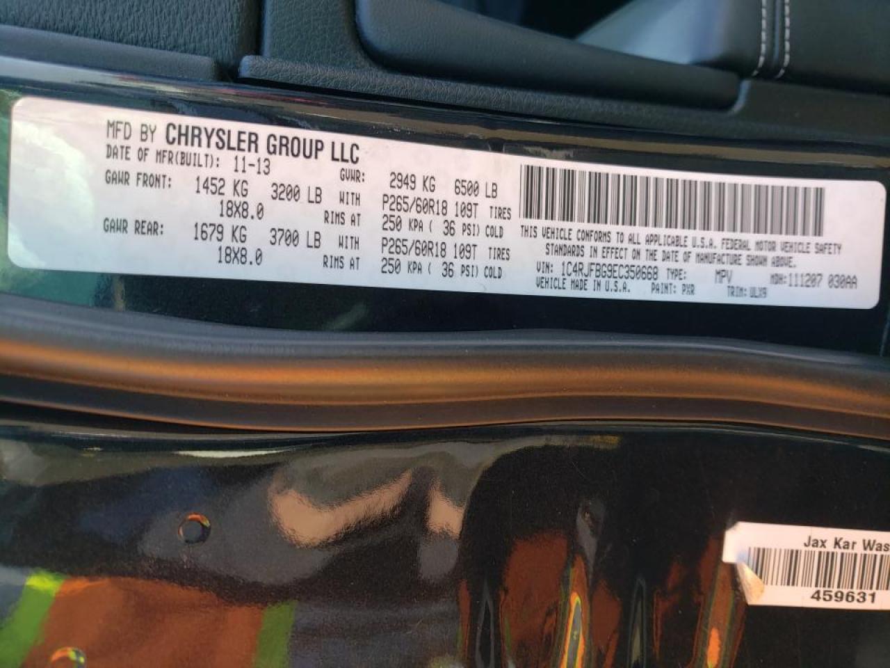Photo 10 from auction – 2014 JEEP GRAND CHER with VIN 1C4RJFBG9EC350668
