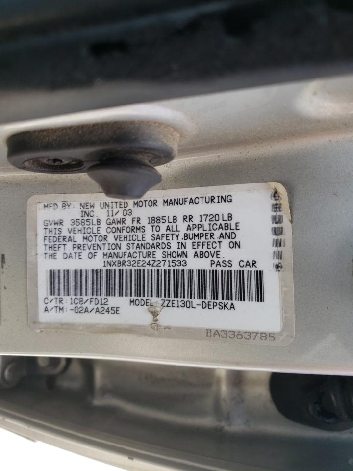Photo 10 from auction – 2004 TOYOTA COROLLA CE with VIN 1NXBR32E24Z271533