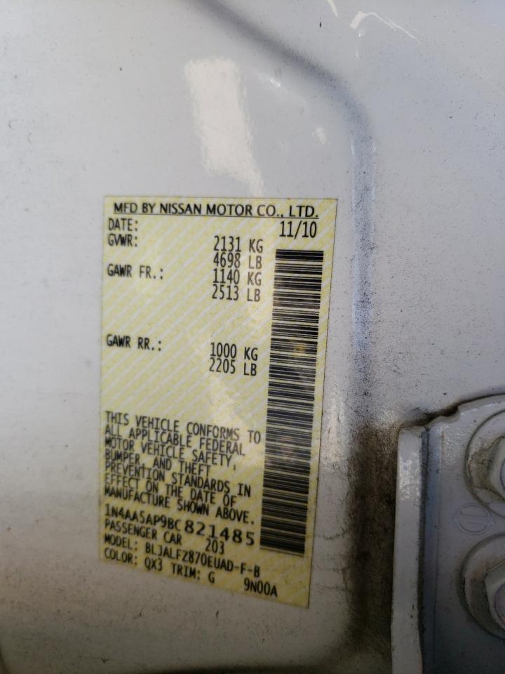 Photo 10 from auction – 2011 NISSAN MAXIMA S with VIN 1N4AA5AP9BC821485