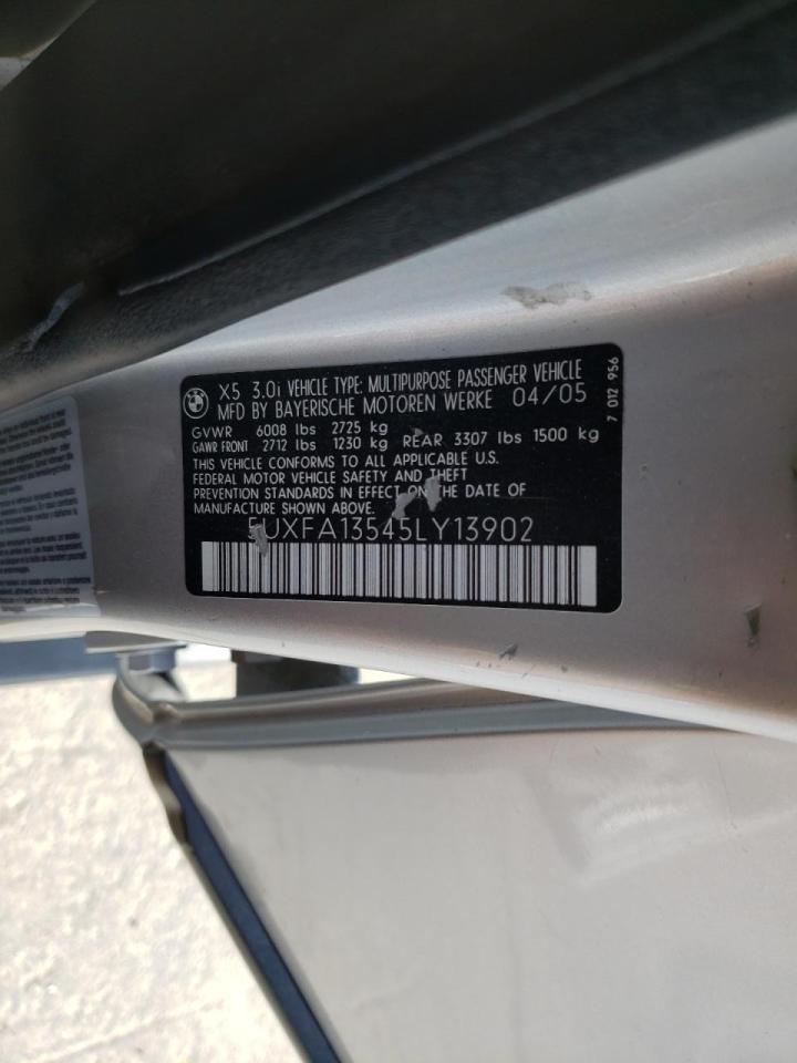 Photo 10 from auction – 2005 BMW X5 3.0I with VIN 5UXFA13545LY13902