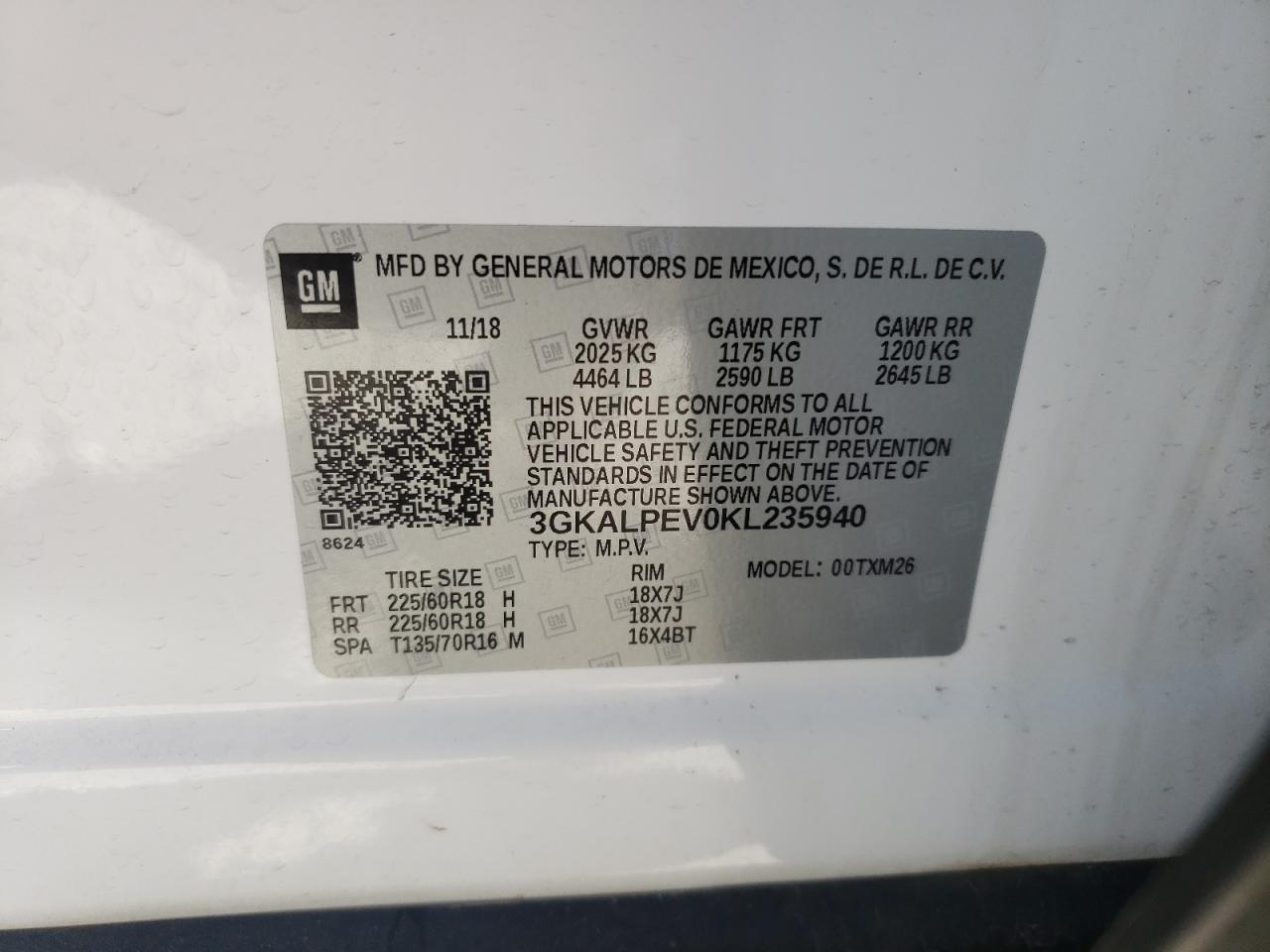 Photo 10 from auction – 2019 GMC TERRAIN SL with VIN 3GKALPEV0KL235940