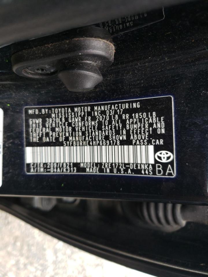 Photo 10 from auction – 2017 TOYOTA COROLLA L with VIN 5YFBURHE4HP669178