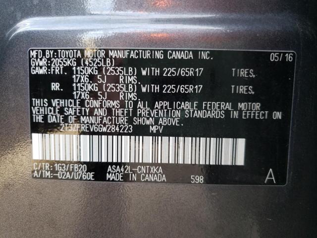 Photo 10 from auction – 2016 TOYOTA RAV4 LE with VIN 2T3ZFREV6GW284223
