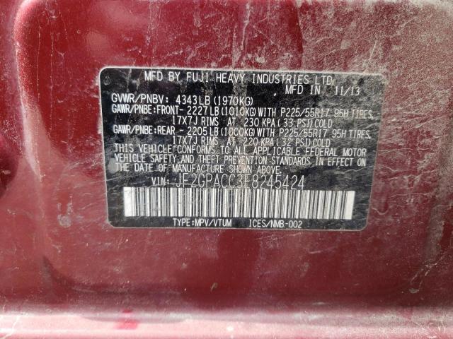 Photo 10 from auction – 2014 SUBARU XV CROSSTR with VIN JF2GPACC3E8245424