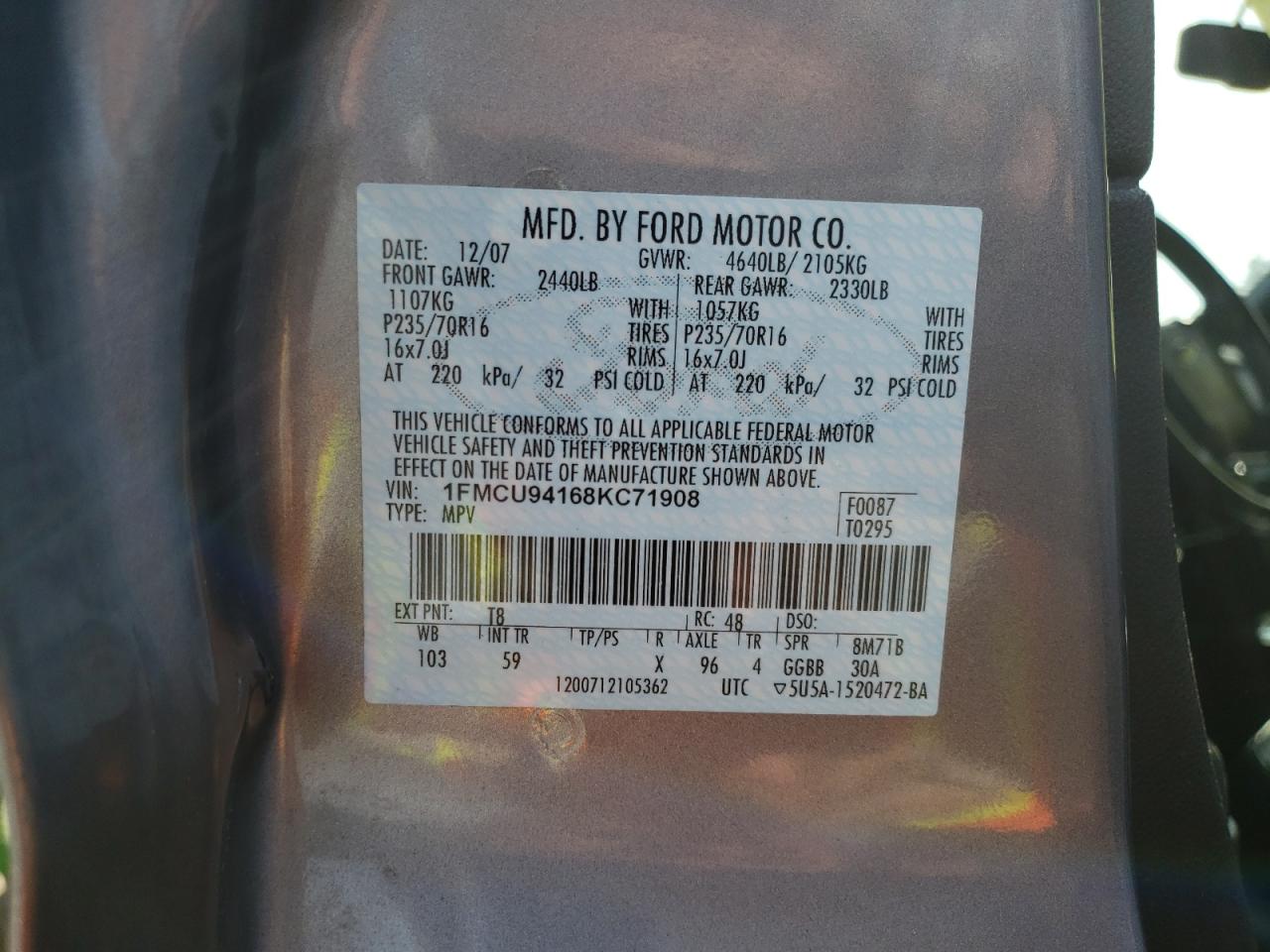 Photo 10 from auction – 2008 FORD ESCAPE LIM with VIN 1FMCU94168KC71908