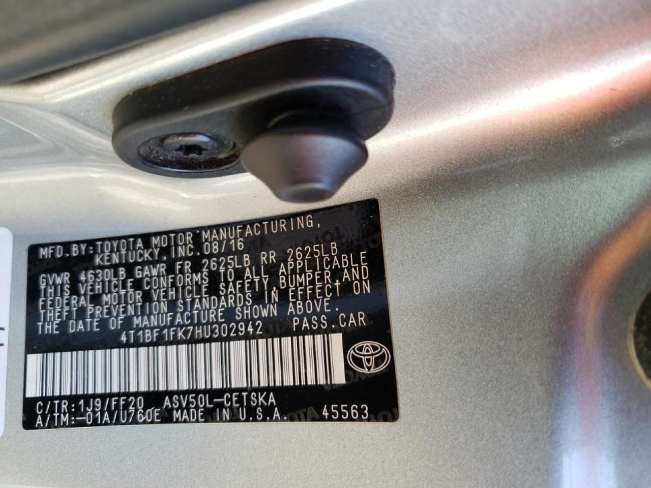 Photo 10 from auction – 2017 TOYOTA CAMRY with VIN 4T1BF1FK7HU302942