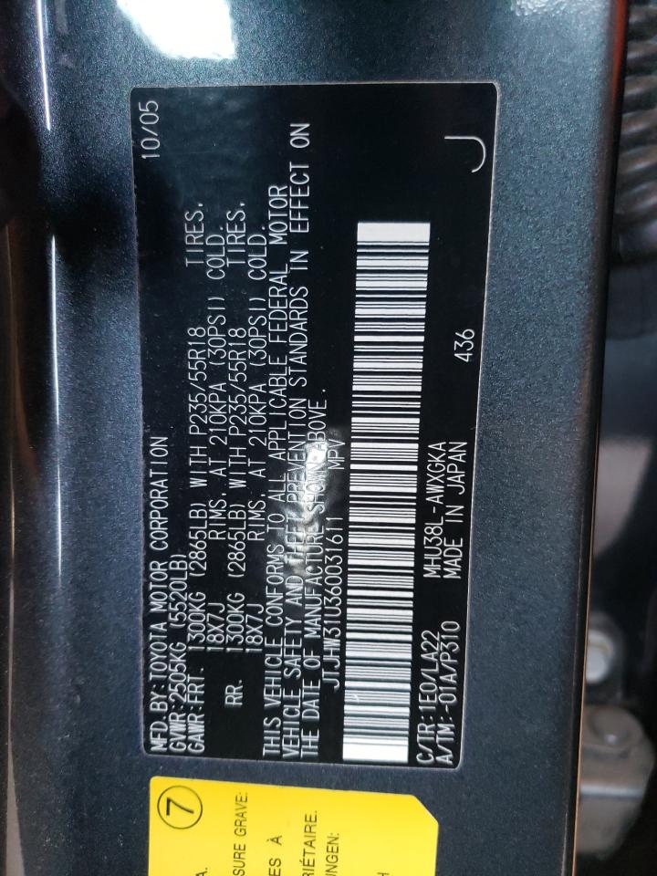 Photo 10 from auction – 2006 LEXUS RX 400 with VIN JTJHW31U360031611