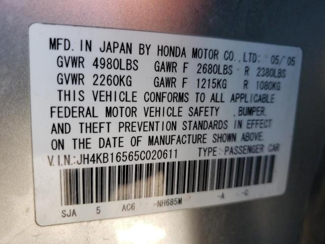 Photo 10 from auction – 2005 ACURA RL with VIN JH4KB16565C020611