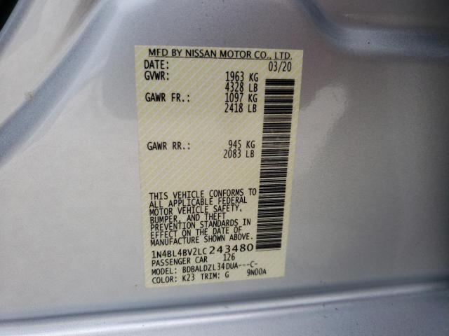 Photo 10 from auction – 2020 NISSAN ALTIMA S with VIN 1N4BL4BV2LC243480