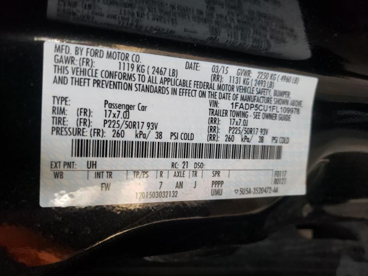 Photo 10 from auction – 2015 FORD C-MAX PREM with VIN 1FADP5CU1FL109976