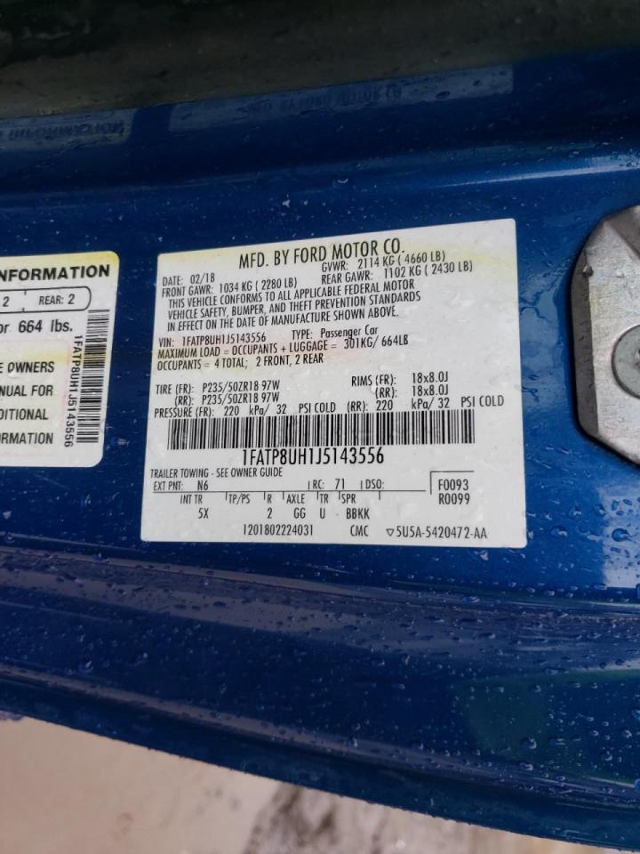 Photo 10 from auction – 2018 FORD MUSTANG with VIN 1FATP8UH1J5143556