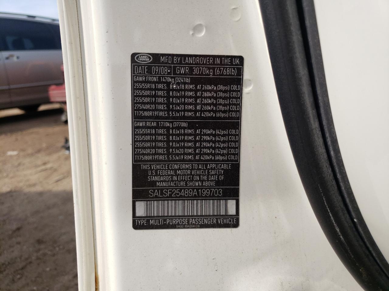 Foto 10 de la subasta – 2009 LAND ROVER RANGE ROVE con VIN SALSF25489A199703