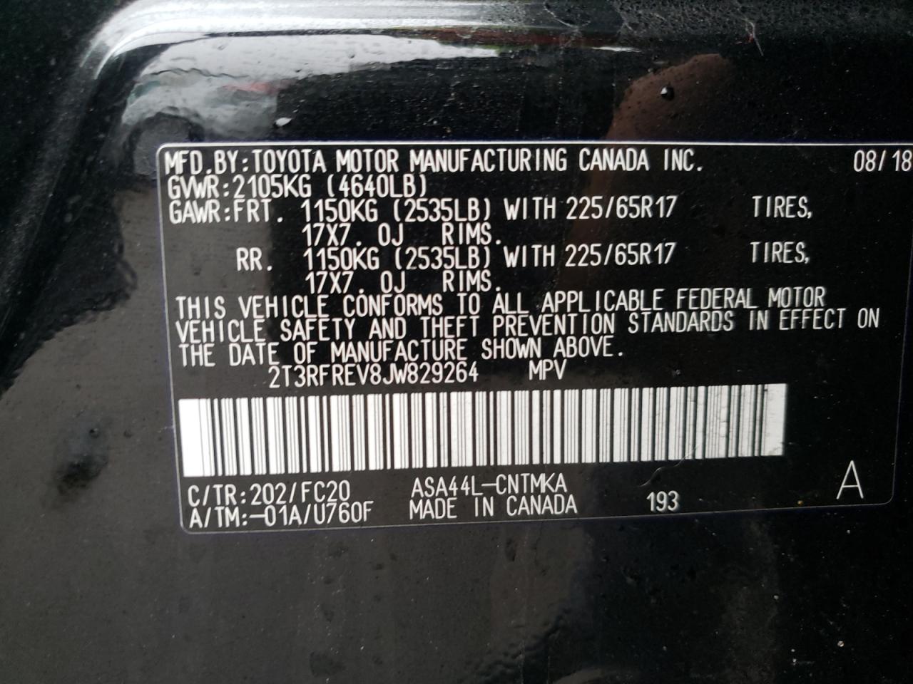 Photo 10 from auction – 2018 TOYOTA RAV4 ADVEN with VIN 2T3RFREV8JW829264