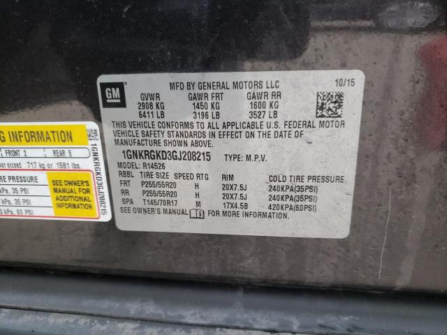 Photo 10 from auction – 2016 CHEVROLET TRAVERSE L with VIN 1GNKRGKD3GJ208215