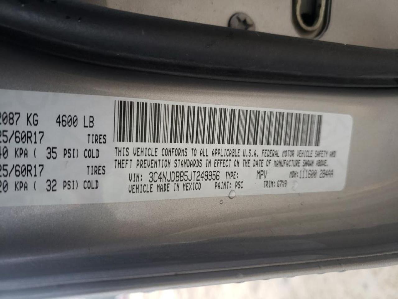 Photo 10 from auction – 2018 JEEP COMPASS LA with VIN 3C4NJDBB5JT249956