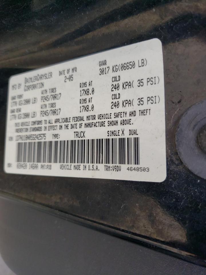 Photo 10 from auction – 2005 DODGE RAM 1500 S with VIN 1D7HU18N05S242575