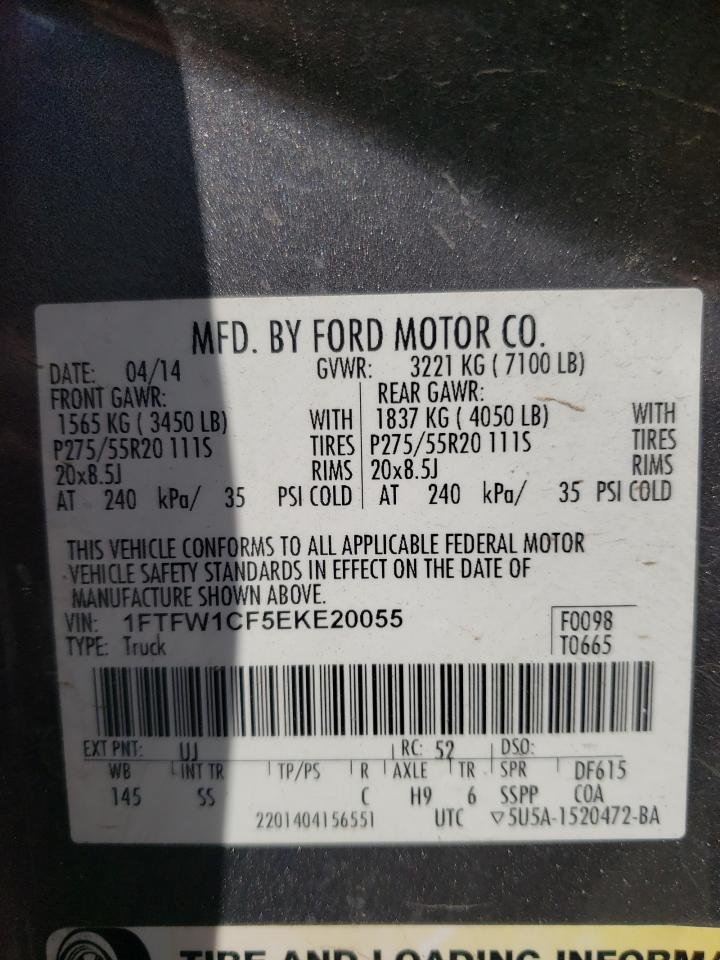 Photo 10 from auction – 2014 FORD F150 SUPER with VIN 1FTFW1CF5EKE20055