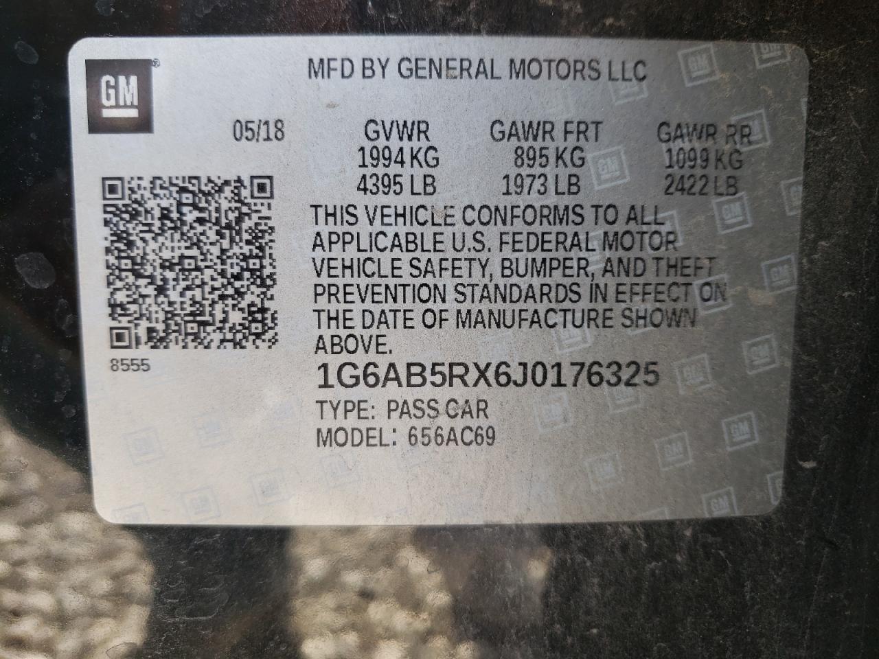 Photo 10 from auction – 2018 CADILLAC ATS with VIN 1G6AB5RX6J0176325