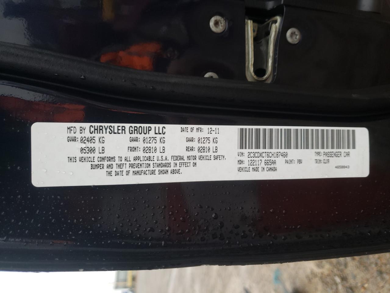 Photo 10 from auction – 2012 DODGE CHARGER R/ with VIN 2C3CDXCT6CH187460