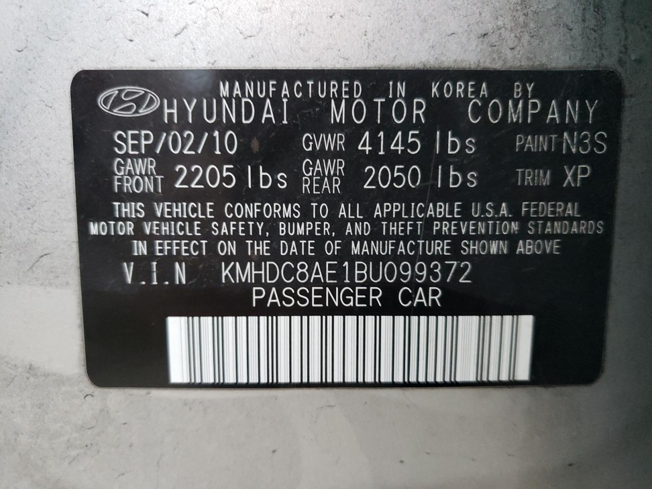 Photo 10 from auction – 2011 HYUNDAI ELANTRA with VIN KMHDC8AE1BU099372