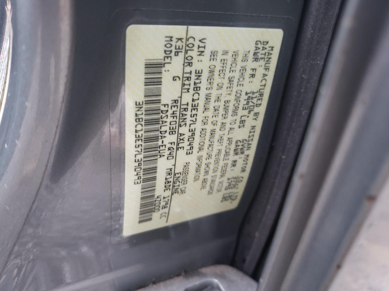 Photo 10 from auction – 2007 NISSAN VERSA S with VIN 3N1BC13E57L390493