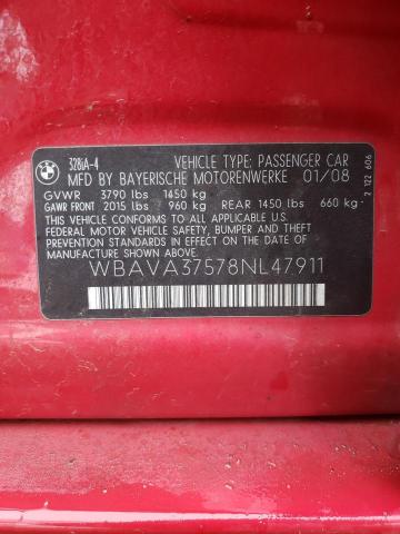 Photo 10 from auction – 2008 BMW 328 I with VIN WBAVA37578NL47911
