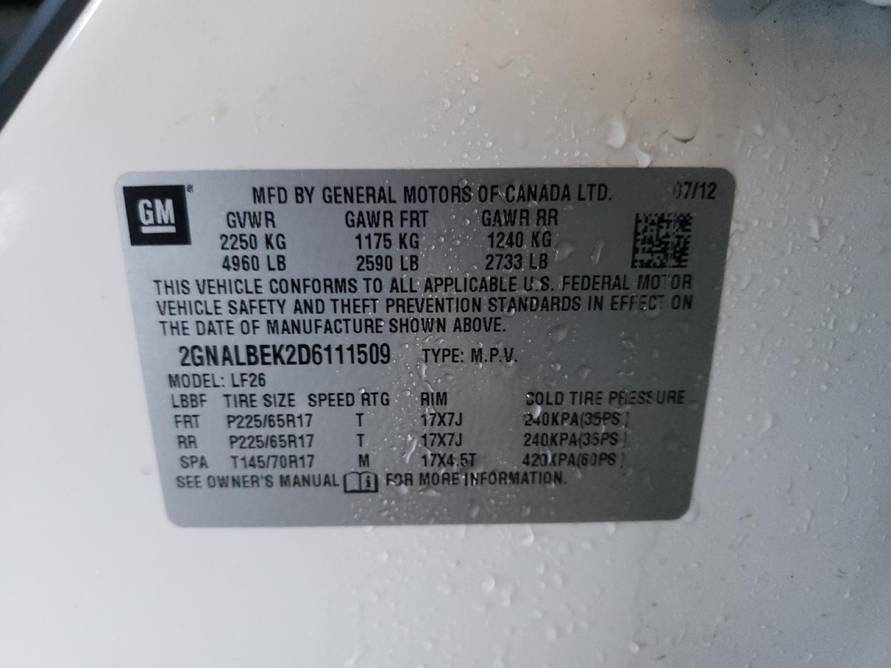 Photo 10 from auction – 2013 CHEVROLET EQUINOX LS with VIN 2GNALBEK2D6111509