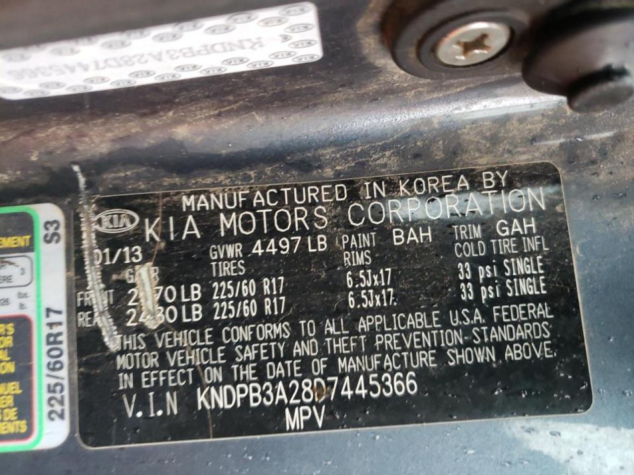 Photo 10 from auction – 2013 KIA SPORTAGE B with VIN KNDPB3A28D7445366