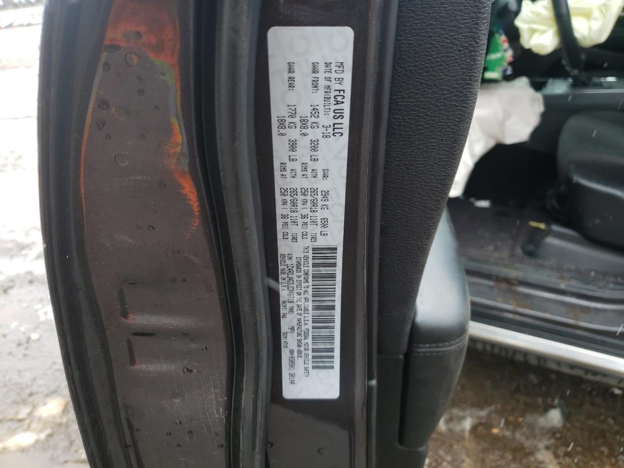 Photo 10 from auction – 2018 DODGE DURANGO SX with VIN 1C4RDJAG3JC346718