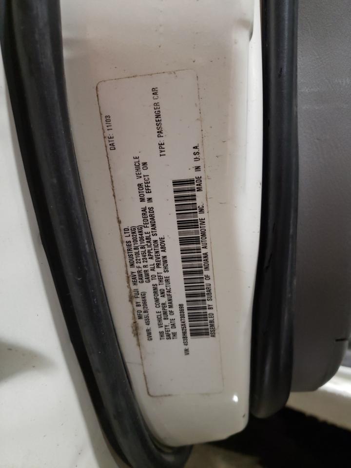 Photo 10 from auction – 2004 SUBARU LEGACY L S with VIN 4S3BH625X47303698