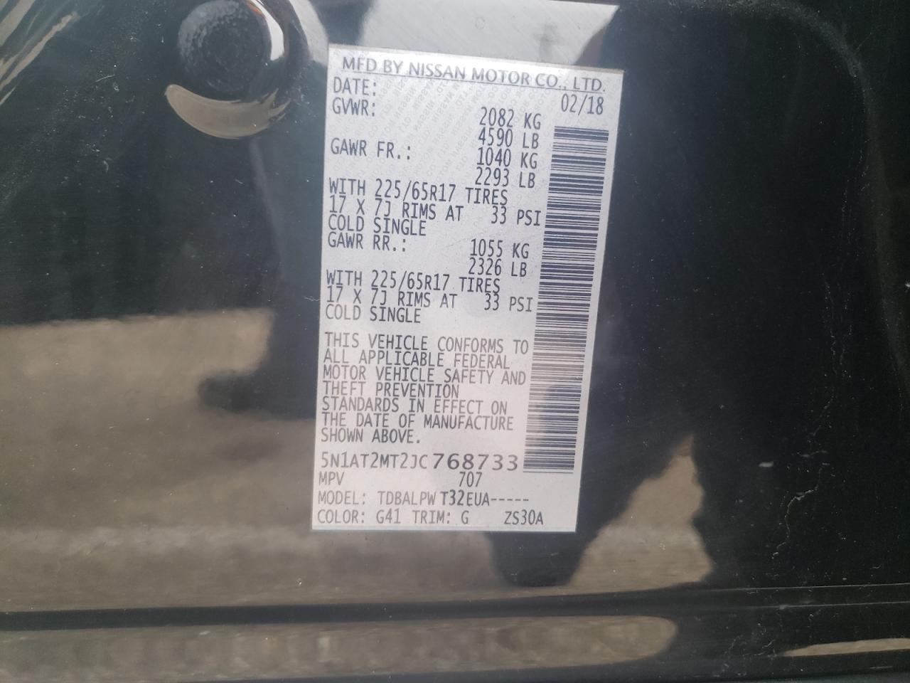 Photo 10 from auction – 2018 NISSAN ROGUE S with VIN 5N1AT2MT2JC768733