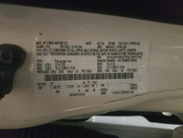 Photo 10 from auction – 2016 FORD FOCUS SE with VIN 1FADP3K27GL307743