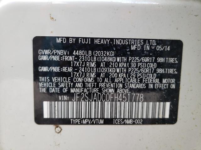 Photo 10 from auction – 2015 SUBARU FORESTER 2 with VIN JF2SJADC0FH451778