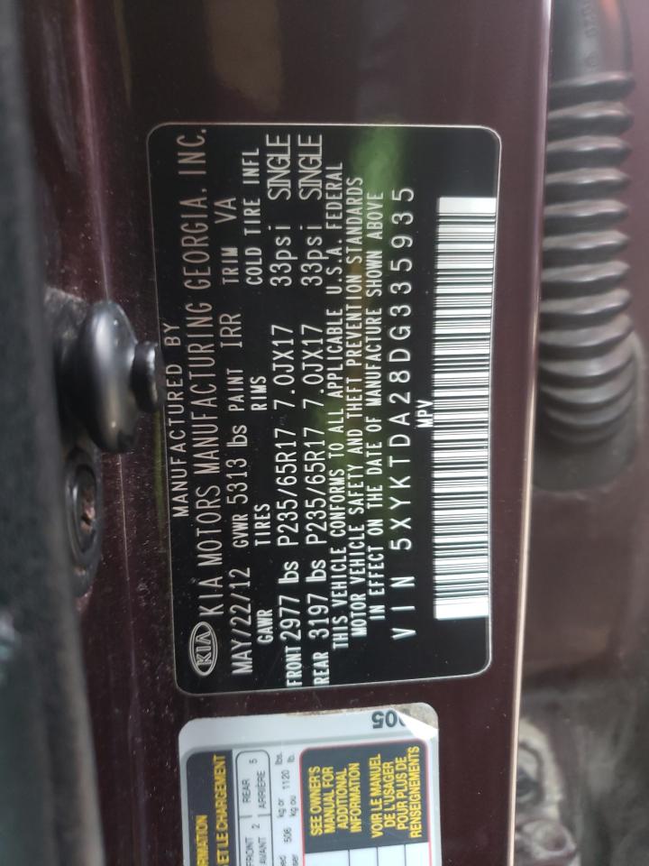 Photo 10 from auction – 2013 KIA SORENTO LX with VIN 5XYKTDA28DG335935