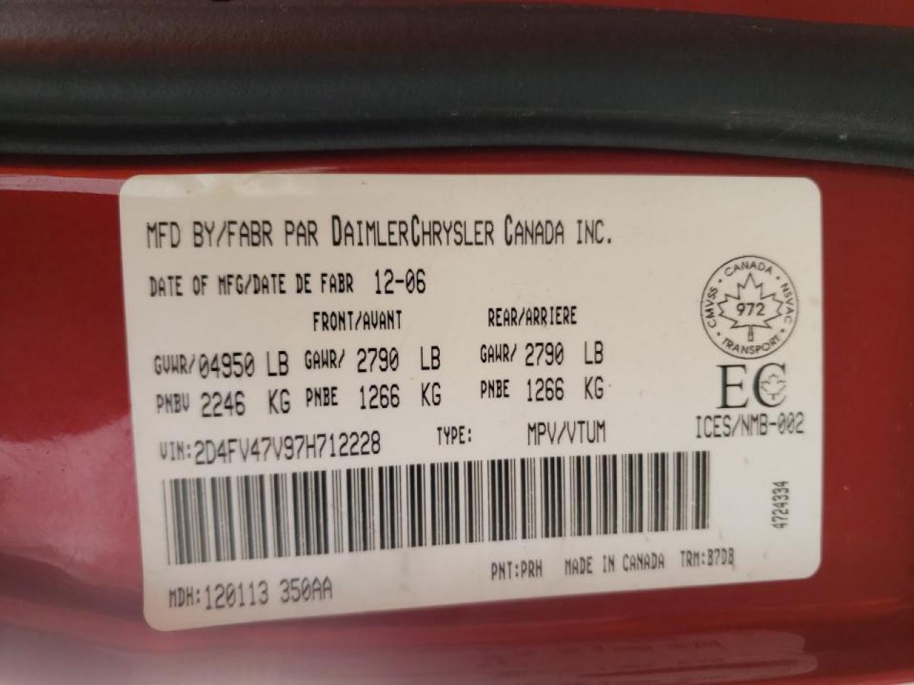 Photo 10 from auction – 2007 DODGE MAGNUM SXT with VIN 2D4FV47V97H712228