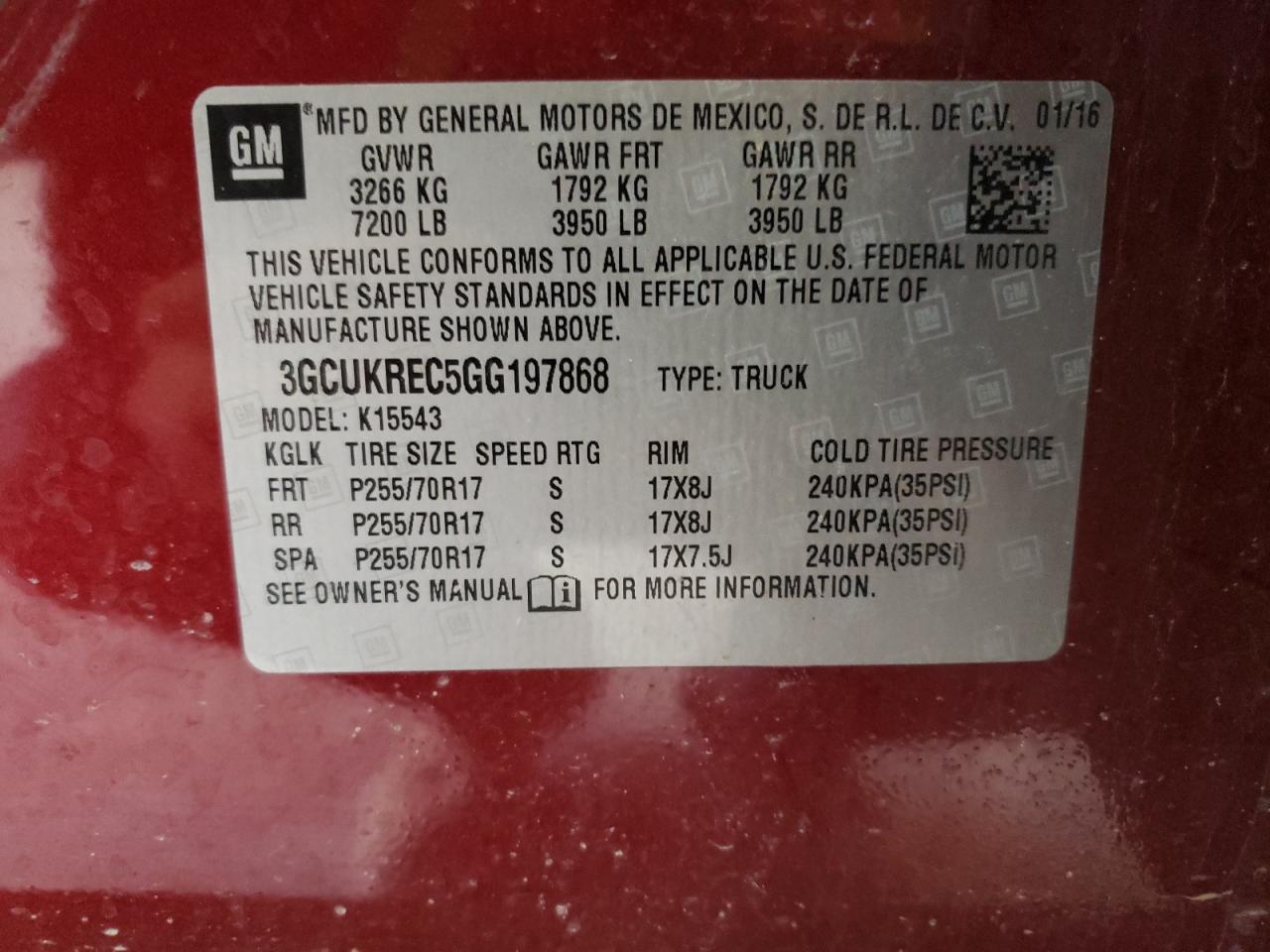 Photo 10 from auction – 2016 CHEVROLET SILVERADO with VIN 3GCUKREC5GG197868